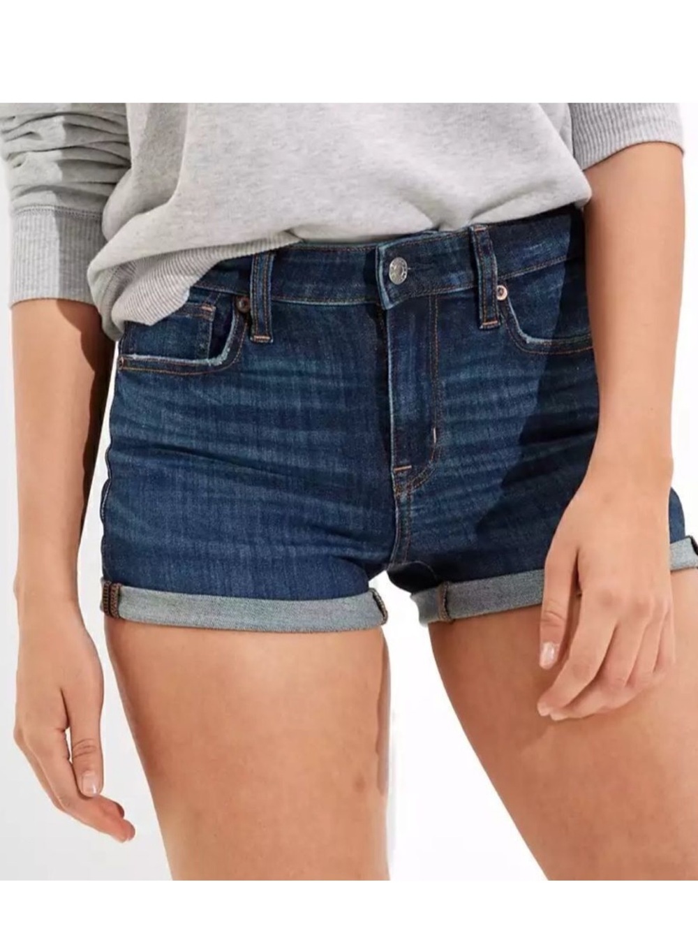 American Eagle Midi Super Stretch Shorts in Dark Blue